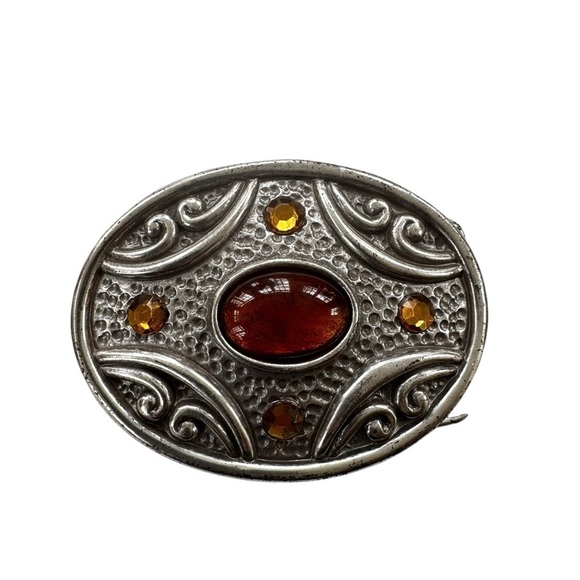 NWT Lane Bryant Plus Size Brown Leather Belt Silver Tone Gem Buckle Size 14/16 - Picture 6 of 11